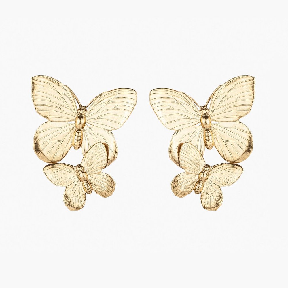Gold Butterfly Earrings - Picture 5 of 5